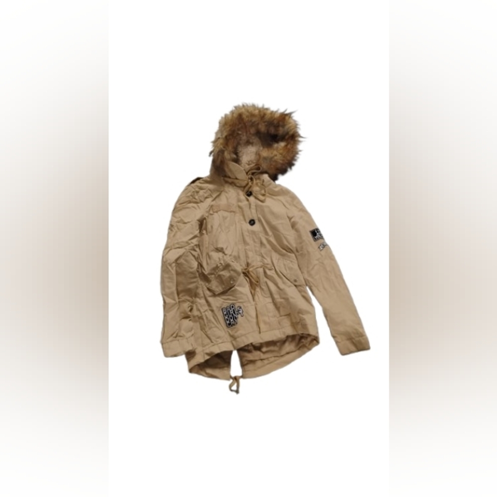Bershka Faux Fur Lined Hooded Parka Jacket Sz Small